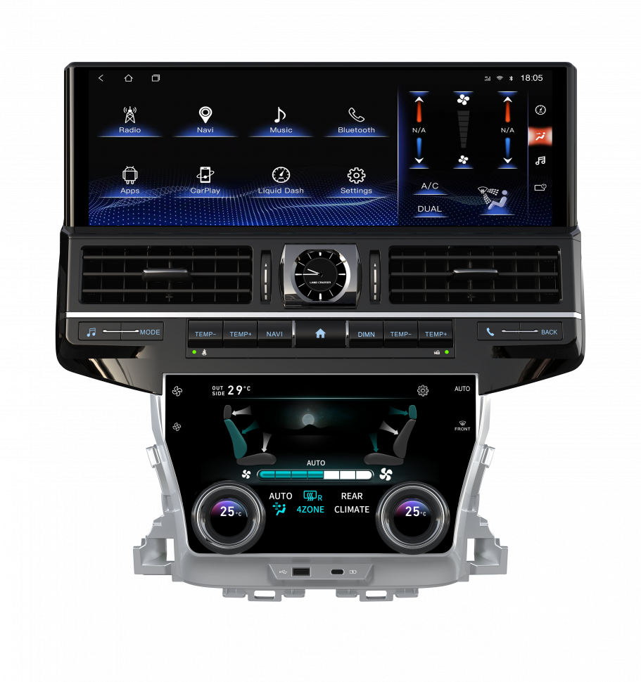 Магнитола для Toyota Land Cruiser 200 2015+ (низкая комплектация) - Carmedia ZH-T1603Х на Android 12, 8Гб+128Гб, 4G SIM-слот, CarPlay
