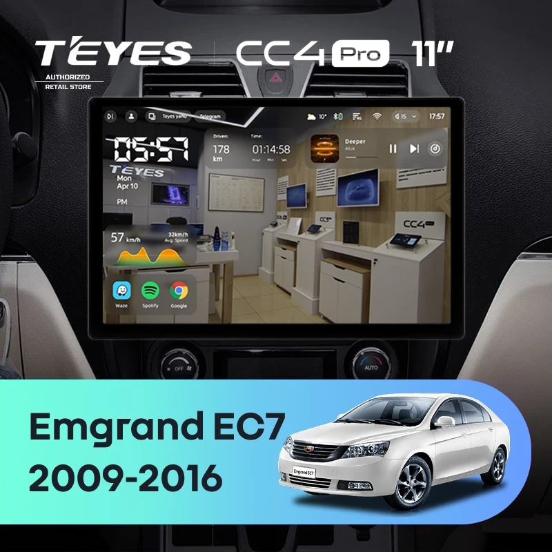 Штатная магнитола для Geely Emgrand EC7 1 (2009-2016) (Экран 11") - Teyes CC4 Pro на Android 13, 8-ядер, 8ГБ-128ГБ, SIM-слот