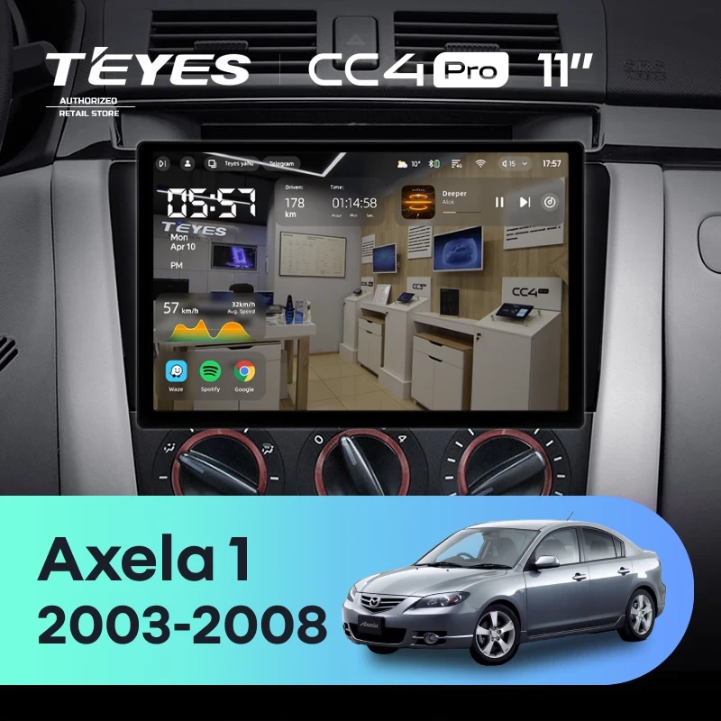 Штатная магнитола для Mazda Axela 1 (2003-2008) (Экран 11") - Teyes CC4 Pro на Android 13, 8-ядер, 8ГБ-128ГБ, SIM-слот
