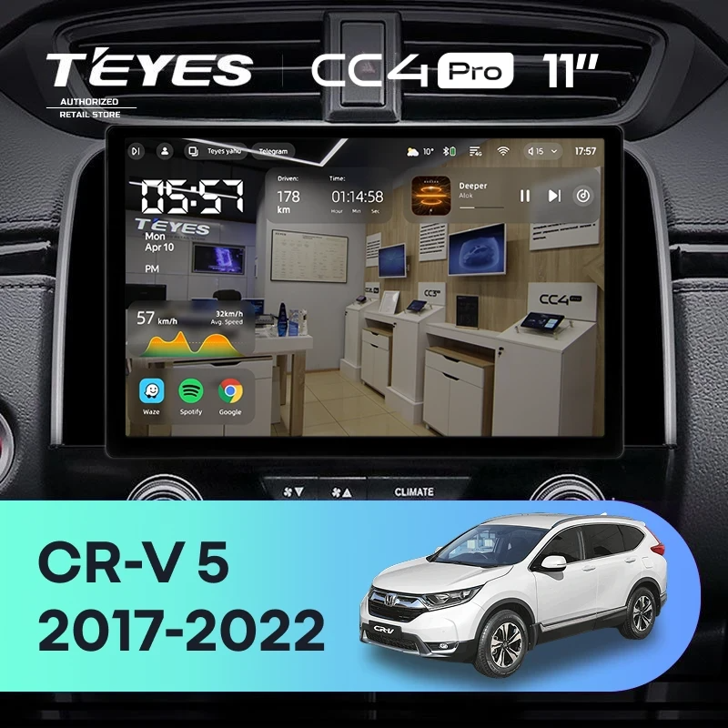 Штатная магнитола для Honda CR-V 5 RT RW (2017-2022) (Экран 11") - Teyes CC4 Pro на Android 13, 8-ядер, 8ГБ-128ГБ, SIM-слот