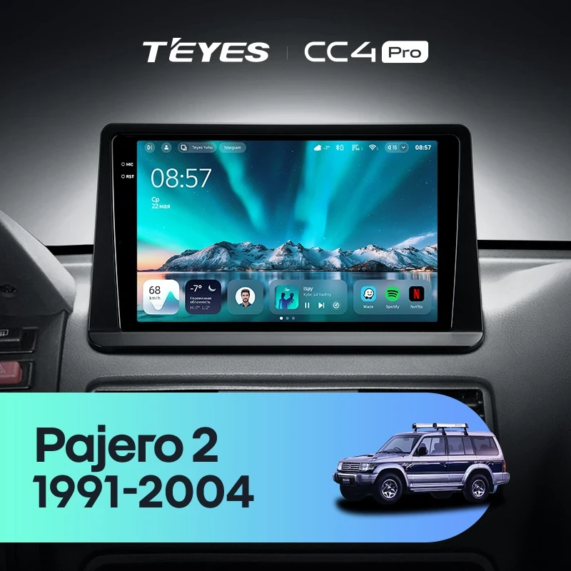 Штатная магнитола для Mitsubishi Pajero 2 (1991-2004) (Экран 9,5") - Teyes CC4 Pro на Android 13, 8-ядер, 12ГБ-256ГБ, SIM-слот