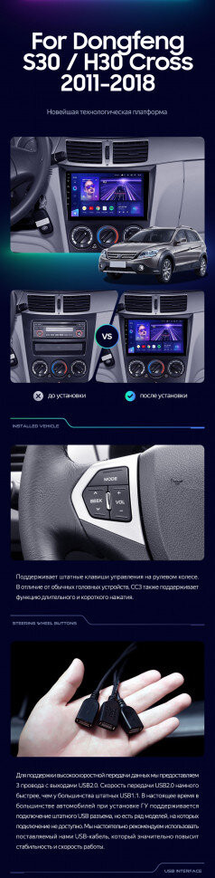 Штатная магнитола Teyes CC3 2K 4/64 Dongfeng S30 H30 Cross (2011-2018)