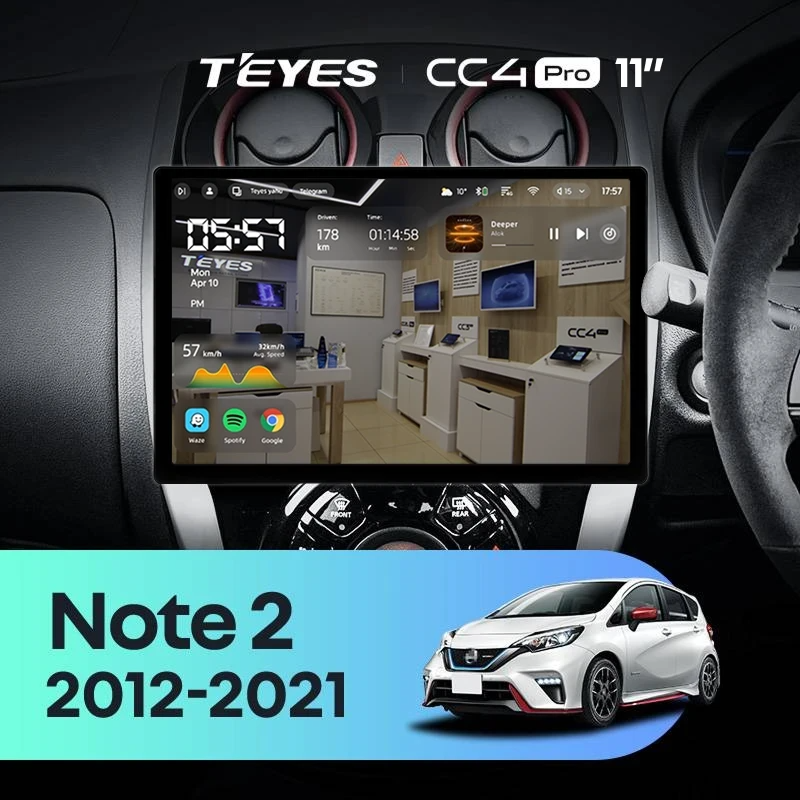 Штатная магнитола для Nissan Note 2 E12 (2012-2021) (Экран 11") - Teyes CC4 Pro на Android 13, 8-ядер, 8ГБ-128ГБ, SIM-слот