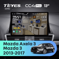 Штатная магнитола для Mazda Axela 3 / Mazda 3 (2013-2017) (0din) Правый руль (Экран 13") - Teyes CC4 Pro на Android 13, 8-ядер, 8ГБ-128ГБ, SIM-слот