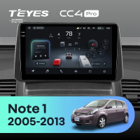 Штатная магнитола для Nissan Note 1 E11 (2005-2013) (0din) (Экран 9,5") - Teyes CC4 Pro на Android 13, 8-ядер, 8ГБ-128ГБ, SIM-слот