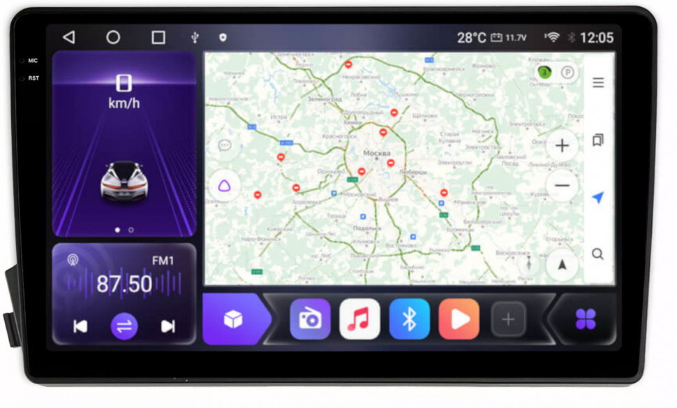 Магнитола для SsangYong Actyon 2005-2010, Kyron, Actyon Sports 2006-2016 - Carmedia OL-9303 QLed+2K, Android 12, ТОП процессор, CarPlay, SIM-слот (CarPlay)