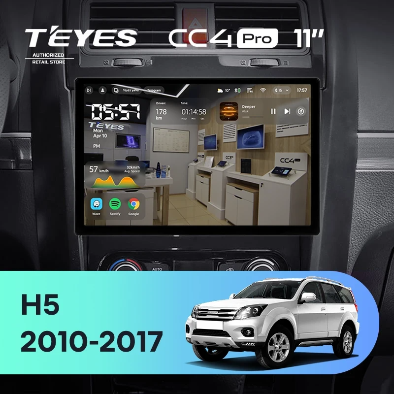 Штатная магнитола для Great Wall Hover H5 (2010-2017) (Экран 11") - Teyes CC4 Pro на Android 13, 8-ядер, 8ГБ-128ГБ, SIM-слот