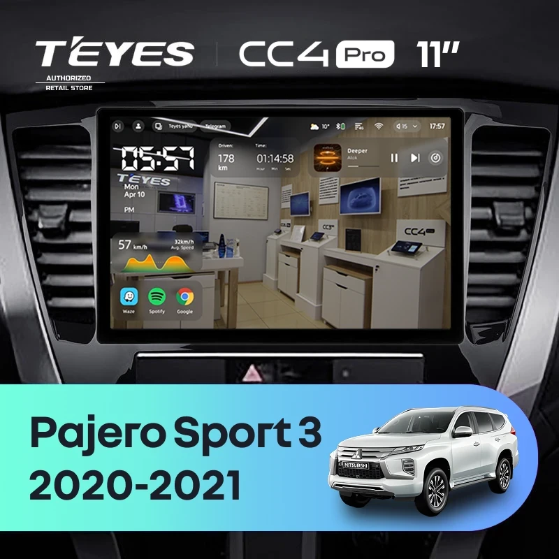 Штатная магнитола для Mitsubishi Pajero Sport 3 (2020-2021) (Экран 11") - Teyes CC4 Pro на Android 13, 8-ядер, 8ГБ-128ГБ, SIM-слот