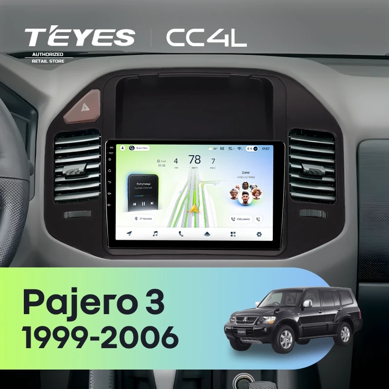 Штатная магнитола для Mitsubishi Pajero 3 (1999-2006) (черная) - Teyes CC4L на Android 14, 8-ядер, 6ГБ-64ГБ, SIM-слот