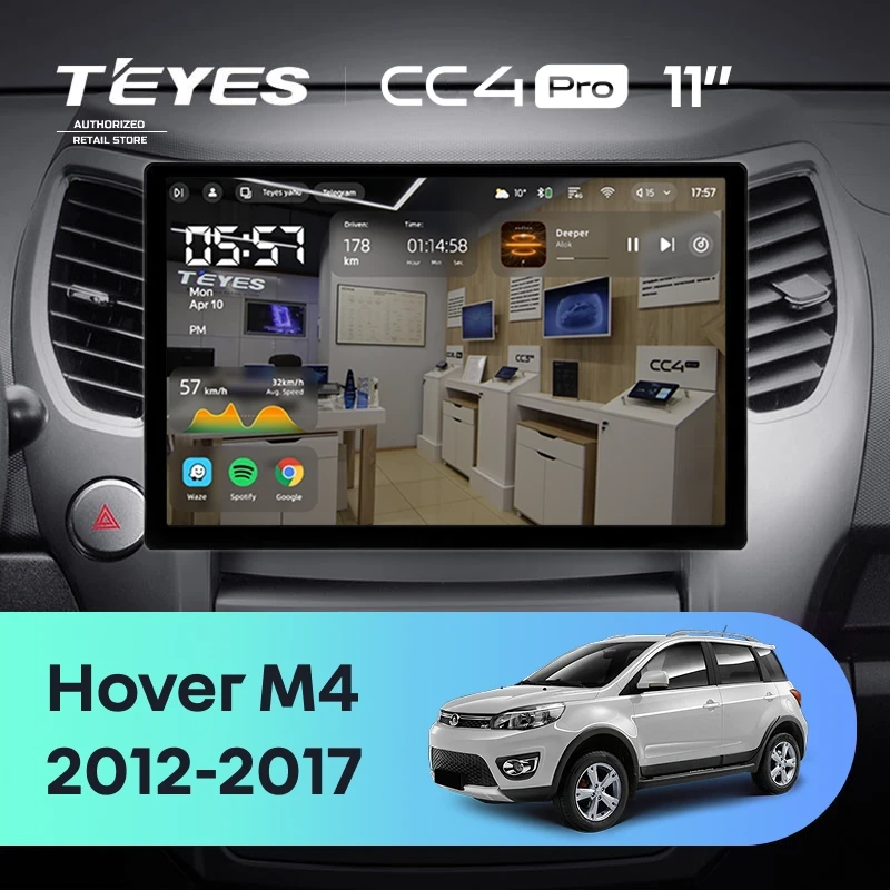 Штатная магнитола для Great Wall Hover M4 (2012-2017) (Экран 11") - Teyes CC4 Pro на Android 13, 8-ядер, 8ГБ-128ГБ, SIM-слот