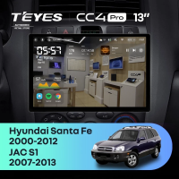 Штатная магнитола для Hyundai Santa Fe SM (2000-2012) / JAC S1 (2007-2013) (Экран 13") - Teyes CC4 Pro на Android 13, 8-ядер, 12ГБ-256ГБ, SIM-слот