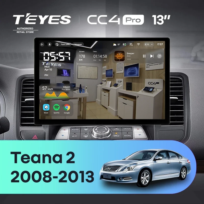 Штатная магнитола для Nissan Teana J32 (2008-2013) (Экран 13") - Teyes CC4 Pro на Android 13, 8-ядер, 8ГБ-128ГБ, SIM-слот