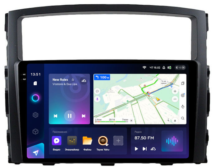 Магнитола для Mitsubishi Pajero 2006-2020 (любая комплектация) - Teyes CC3-2K QLed Android 10, ТОП процессор, SIM-слот, CarPlay (CarPlay)