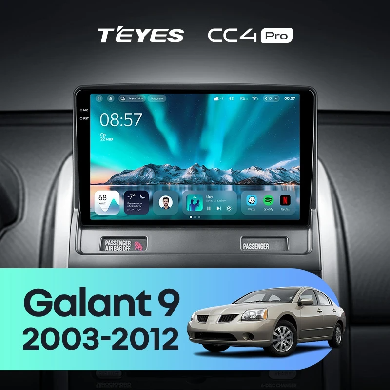 Штатная магнитола для Mitsubishi Galant 9 (2003-2012) (Экран 9,5") - Teyes CC4 Pro на Android 13, 8-ядер, 8ГБ-128ГБ, SIM-слот