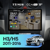 Штатная магнитола для Haval H3 H5 (2011-2016) (Экран 13") - Teyes CC4 Pro на Android 13, 8-ядер, 12ГБ-256ГБ, SIM-слот
