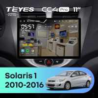 Штатная магнитола для Hyundai Solaris 1 (2010-2016) (Экран 11") - Teyes CC4 Pro на Android 13, 8-ядер, 8ГБ-128ГБ, SIM-слот