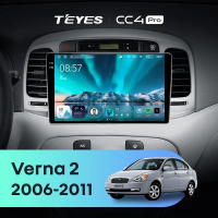 Штатная магнитола для Hyundai Verna 2 (2006-2011) (Экран 9,5") - Teyes CC4 Pro на Android 13, 8-ядер, 12ГБ-256ГБ, SIM-слот