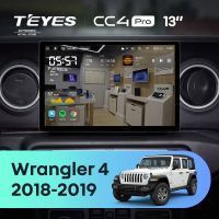 Штатная магнитола для Jeep Wrangler 4 JL (2018-2019) (Экран 13") - Teyes CC4 Pro на Android 13, 8-ядер, 8ГБ-128ГБ, SIM-слот