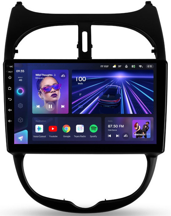 Магнитола для Peugeot 206 1998-2012 - Teyes CC3L Android 10, 8-ядер, 4ГБ+32ГБ, SIM-слот (CarPlay)