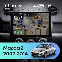 Штатная магнитола для Mazda 2 DE (2007-2014) (Экран 11") - Teyes CC4 Pro на Android 13, 8-ядер, 8ГБ-128ГБ, SIM-слот
