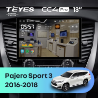 Штатная магнитола для Mitsubishi Pajero Sport 3 (2016-2018) (Экран 13") - Teyes CC4 Pro на Android 13, 8-ядер, 8ГБ-128ГБ, SIM-слот