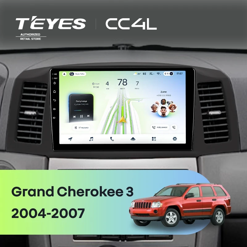 Штатная магнитола для Jeep Grand Cherokee 3 WK (2004-2007) F1 - Teyes CC4L на Android 14, 8-ядер, 6ГБ-64ГБ, SIM-слот