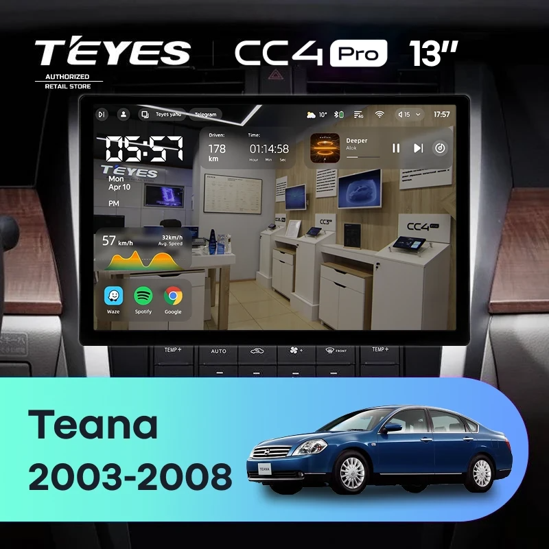 Штатная магнитола для Nissan Teana J31 (2003-2008) (Экран 13") - Teyes CC4 Pro на Android 13, 8-ядер, 12ГБ-256ГБ, SIM-слот
