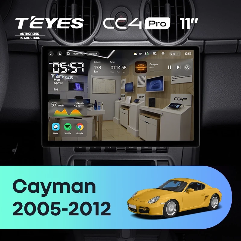 Штатная магнитола для Porsche Cayman 987 (2005-2012) (Экран 11") - Teyes CC4 Pro на Android 13, 8-ядер, 8ГБ-128ГБ, SIM-слот