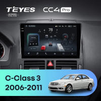 Штатная магнитола для Mercedes-Benz C-Class 3 W204 S204 (2006-2011) (Экран 9,5") - Teyes CC4 Pro на Android 13, 8-ядер, 8ГБ-128ГБ, SIM-слот