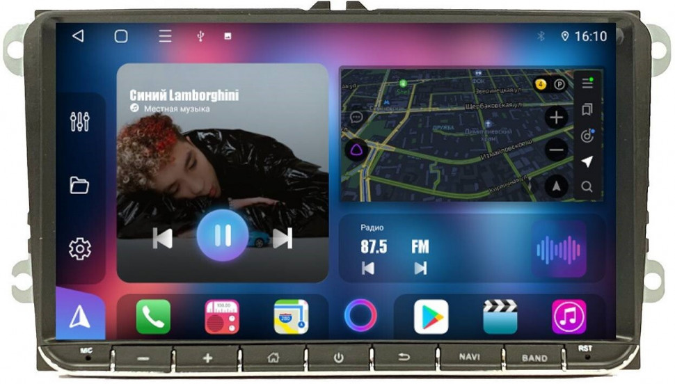 Магнитола Volkswagen T5, T6, Tiguan, Passat, Polo, Jetta, Amarok, Golf и др., Skoda Fabia, Rapid - FarCar TG818 на Android 12, 8-ядер, 3Гб-32Гб, SIM-слот (CarPlay)