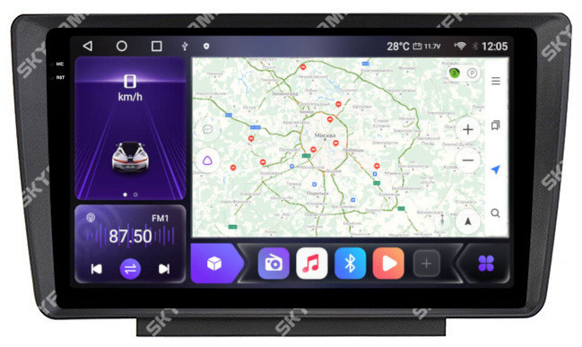 Магнитола для Skoda Octavia A5 2004-2013, Yeti 2009-2018 (Swing/Bolero) - Carmedia SF-9920 QLed+2K, Android 12, ТОП процессор, CarPlay, SIM-слот (CarPlay)
