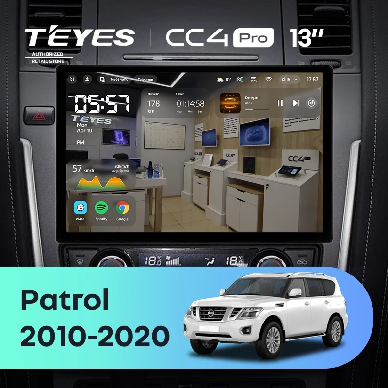 Штатная магнитола для Nissan Patrol Y62 (2010-2020) (Экран 13") - Teyes CC4 Pro на Android 13, 8-ядер, 12ГБ-256ГБ, SIM-слот