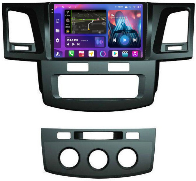 Магнитола для Toyota HiLux 2011-2015 - FarCar XXL143M Android 12, QLED, ТОП процессор, 8Гб+256Гб, CarPlay, SIM-слот (CarPlay)