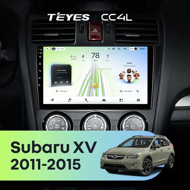 Штатная магнитола для Subaru XV (2011-2015) Тип-A - Teyes CC4L на Android 14, 8-ядер, 6ГБ-64ГБ, SIM-слот