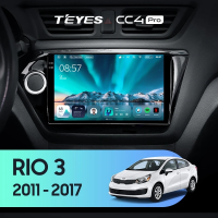 Штатная магнитола для Kia Rio 3 (2011-2017) (Экран 9,5") - Teyes CC4 Pro на Android 13, 8-ядер, 8ГБ-128ГБ, SIM-слот