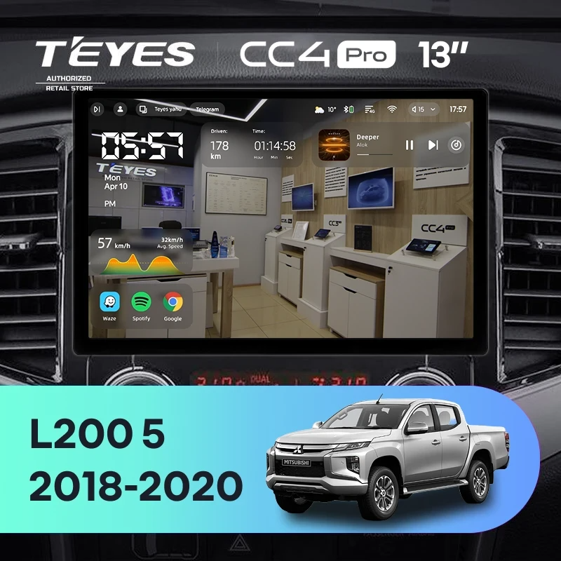 Штатная магнитола для Mitsubishi L200 5 (2018-2020) (Экран 13") - Teyes CC4 Pro на Android 13, 8-ядер, 12ГБ-256ГБ, SIM-слот
