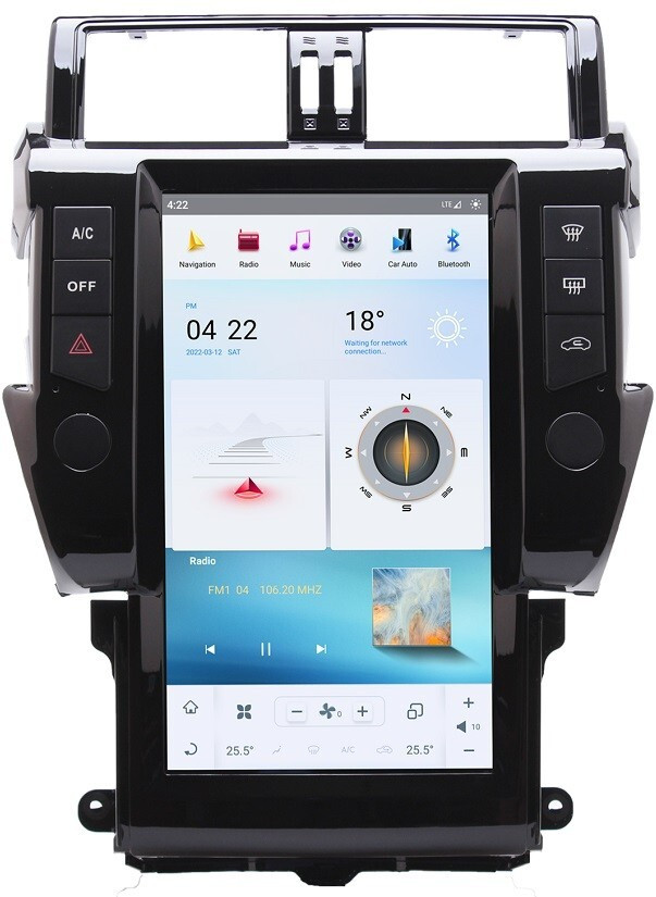 Магнитола для Toyota Land Cruiser Prado 150 2014-2017 - Carmedia ZF-1801-Q6 ("Тесла-Стиль") Android 11, 8ГБ+128ГБ, SIM-слот (CarPlay)