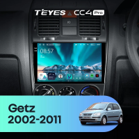 Штатная магнитола для Hyundai Getz (2002-2011) Правый руль (Экран 9,5") - Teyes CC4 Pro на Android 13, 8-ядер, 8ГБ-128ГБ, SIM-слот