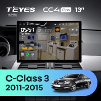 Штатная магнитола для Mercedes-Benz C-Class 3 W204 C204 S204 (NTG 4.5) (2011-2015) (0din) (Экран 13") - Teyes CC4 Pro на Android 13, 8-ядер, 12ГБ-256ГБ, SIM-слот