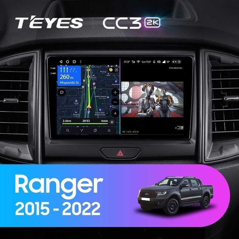 Штатная магнитола Teyes CC3 2K 6/128 Ford Ranger P703 (2015-2022) Тип-C