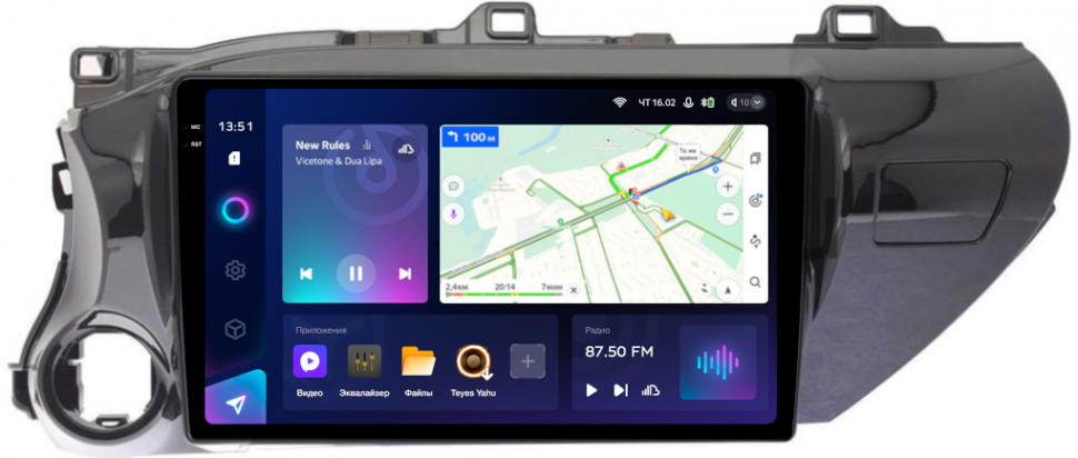 Магнитола Toyota Hilux 8 2015-2023+ - Teyes CC3-2K QLed Android 10, ТОП процессор, SIM-слот, CarPlay (CarPlay)