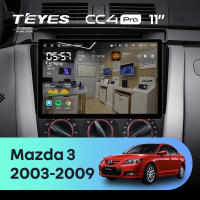 Штатная магнитола для Mazda 3 1 BK (2003-2009) (Экран 11") - Teyes CC4 Pro на Android 13, 8-ядер, 12ГБ-256ГБ, SIM-слот