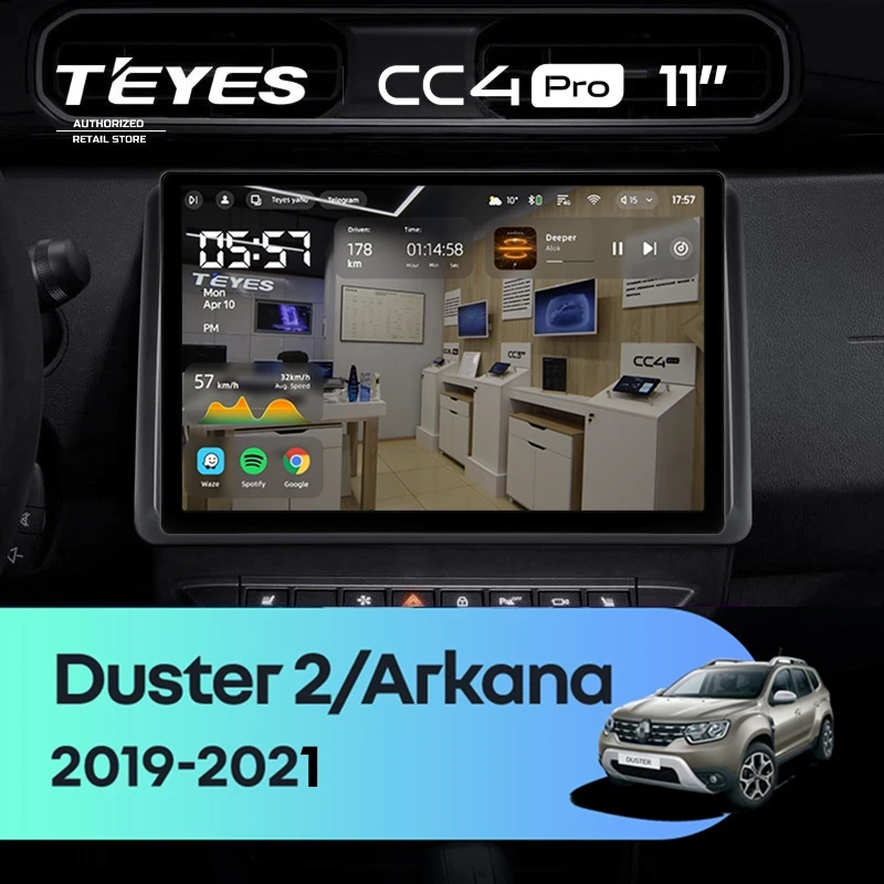 Штатная магнитола для Renault Arkana / Duster 2 (2019-2023) (Экран 11") - Teyes CC4 Pro на Android 13, 8-ядер, 8ГБ-128ГБ, SIM-слот