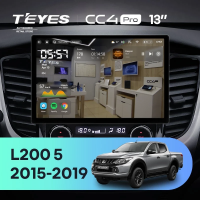 Штатная магнитола для Mitsubishi L200 5 (2015-2019) климат контроль (Экран 13") - Teyes CC4 Pro на Android 13, 8-ядер, 8ГБ-128ГБ, SIM-слот