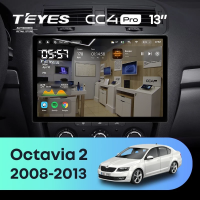 Штатная магнитола для Skoda Octavia 2 A5 (2008-2013) (Экран 13") - Teyes CC4 Pro на Android 13, 8-ядер, 8ГБ-128ГБ, SIM-слот