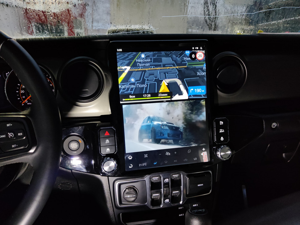 Магнитола для Jeep Wrangler 2018+ - Carmedia ZF-1315-GE вертикальный экран в стиле "Тесла" Android 13, 8ГБ-128ГБ, SIM-слот, CarPlay