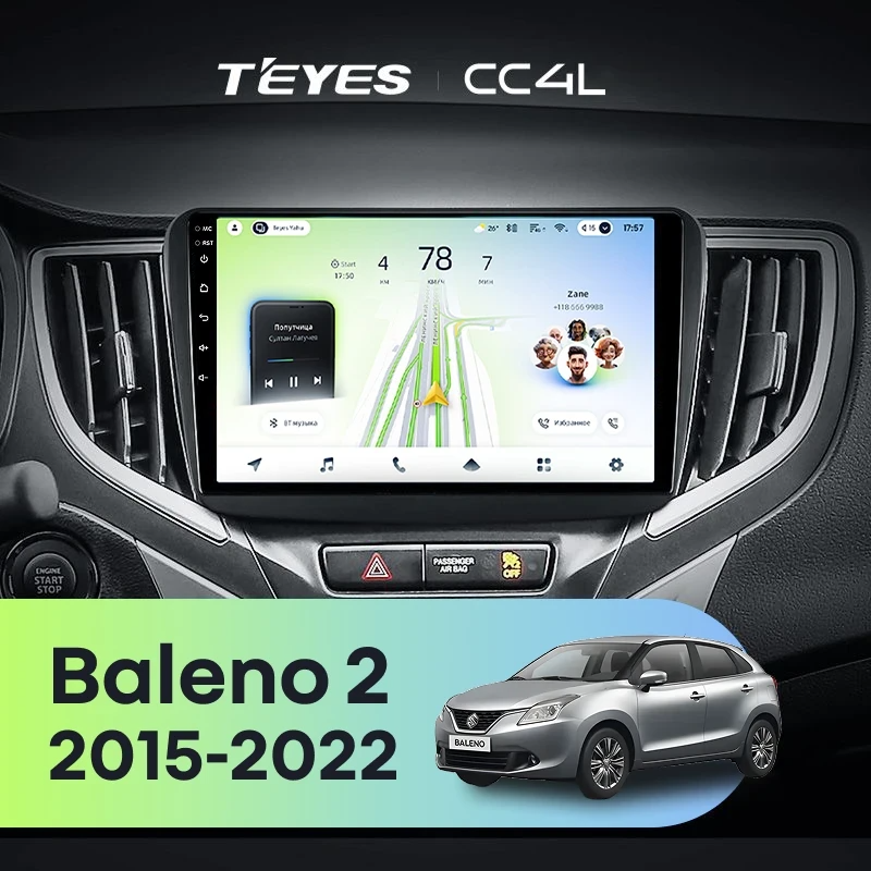 Штатная магнитола для Suzuki Baleno 2 (2015-2022) - Teyes CC4L на Android 14, 8-ядер, 6ГБ-64ГБ, SIM-слот