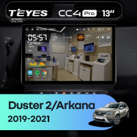 Штатная магнитола для Renault Arkana / Duster 2 (2019-2023) (Экран 13") - Teyes CC4 Pro на Android 13, 8-ядер, 8ГБ-128ГБ, SIM-слот
