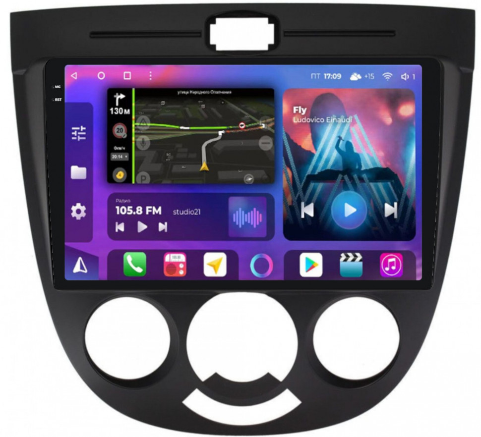 Магнитола для Chevrolet Lacetti (хэтчбек) - FarCar XXL3038M Android 12, QLED, ТОП процессор, 8Гб+256Гб, CarPlay, SIM-слот (CarPlay)