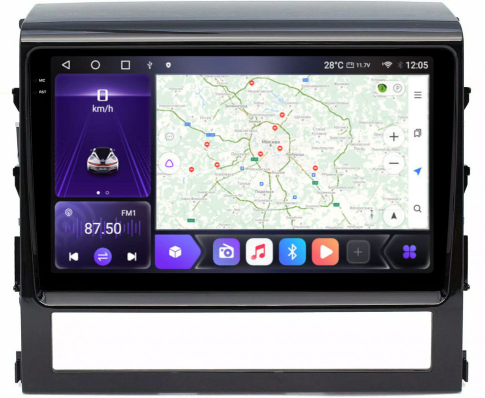 Магнитола для Toyota Land Cruiser 200 2016-2021 (отдельный экран климата) - Carmedia OL-9618 QLed+2K, Android 12, ТОП процессор, CarPlay, SIM-слот (CarPlay)